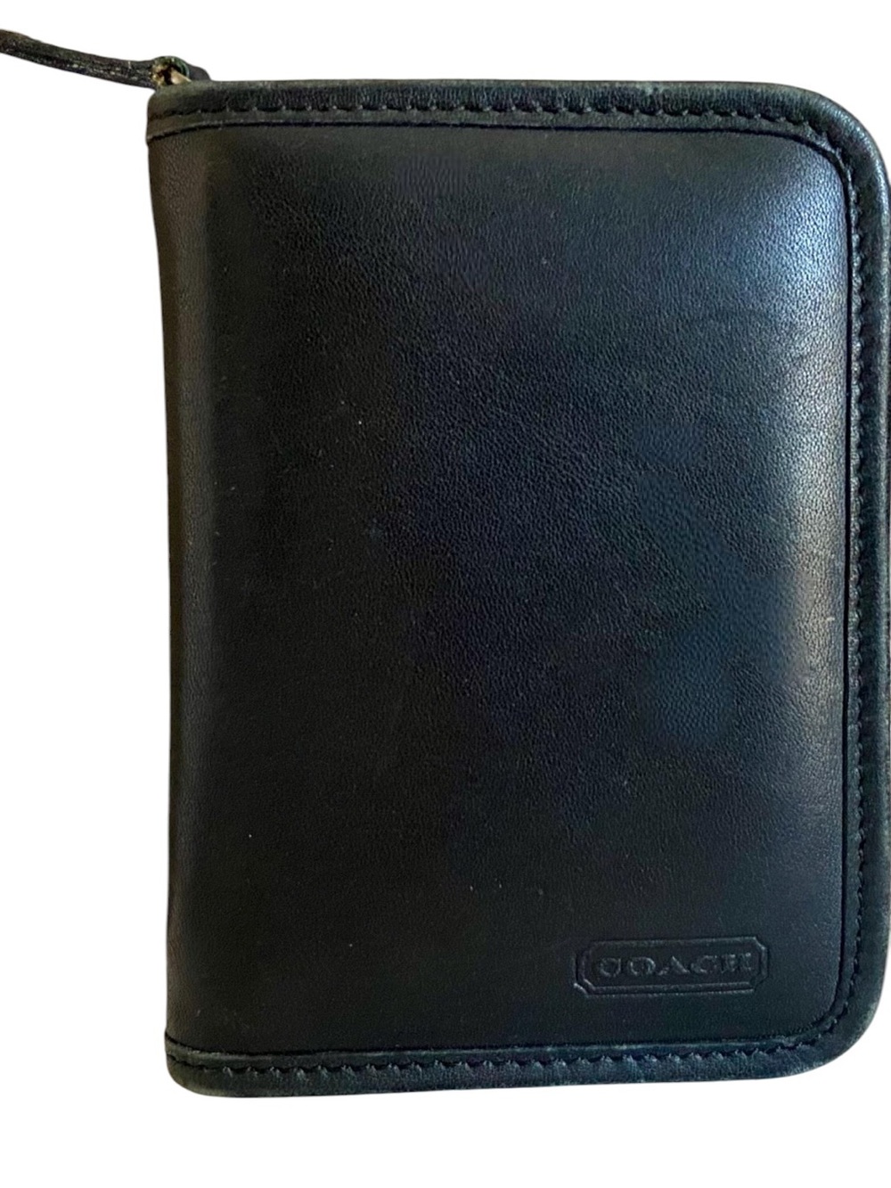Vintage Coach Black Leather Zip Around Travel Organizer Planner Wallet - Picture 2 of 6